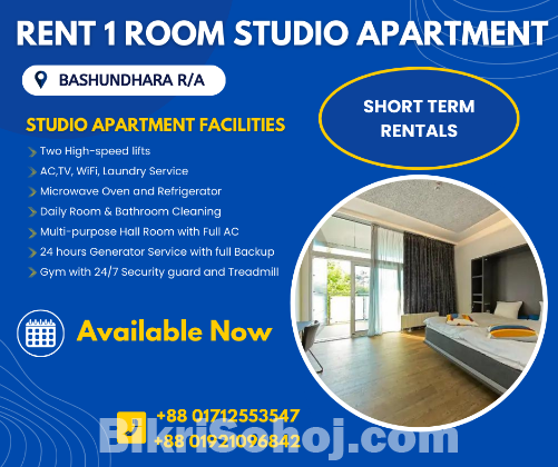 Nearby One Room Furnished Apartment Rent In Bashundhara R/A